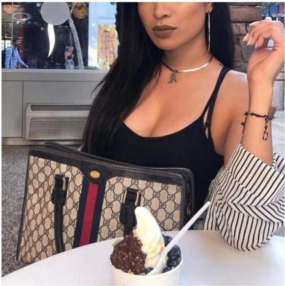 Authentic Vintage Gucci GG Monogram Supreme Sherry Web Ophidia Satchel - Picture 3 of 11